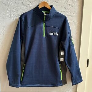 NFL Team Apparel Mens Seattle Seahawks 1/4 Collar Zip Up Fleece Sweater New‎